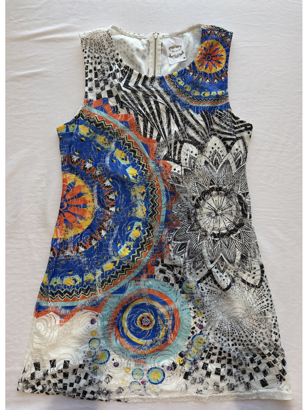 Abstract Artsy Lace Shift Dress Multicolor by Fleur de Lis